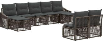 vidaXL Conjunto De Sof&aacute;s De Jard&iacute;n 9 Uds. Gris Rat&aacute;n Sint&eacute;tico Vidaxl