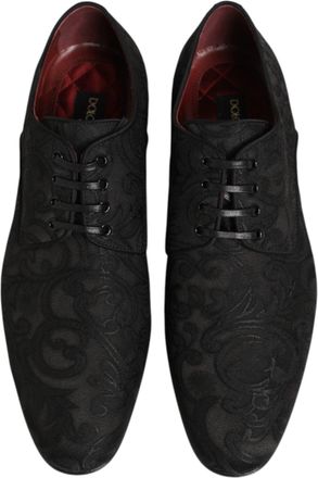 Dolce & Gabbana Black Brocade Lace Up Derby Men Dress Shoes 44+pa+pl+vi