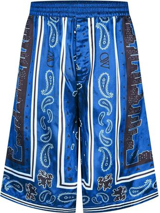 Off-white Off White Heren Satijnen Losjes Korte Broek (Nautisch Blauw)