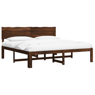vidaXL Cama Doble Con Cabecero Rostock Marr&oacute;n Oscuro 180 X 200 Cm Vidaxl