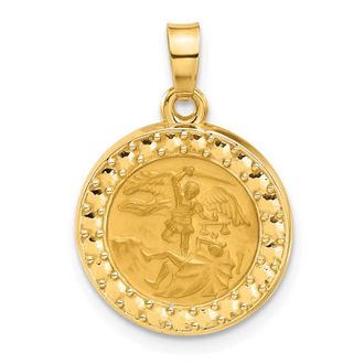 Diamond2Deal 14k Yellow Gold Hollow St. Michael Medal