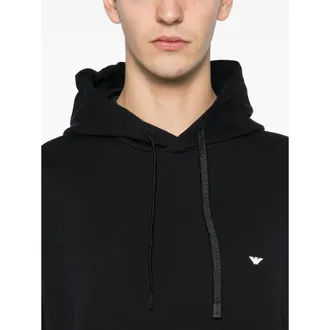 Emporio Armani Logo Drawstring Hoodie - Navy