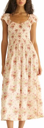 D&ocirc;en Quinette Midi Dress In Ivory Lantana Floral