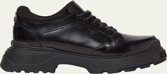 Fendi Mens Force Light Leather Chunky Sneakers