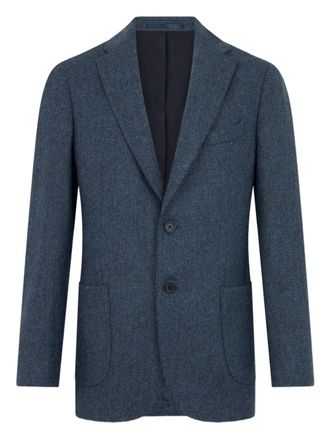 Brooks Brothers herringbone-pattern single-breasted blazer - Blue