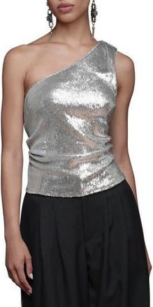 Avec Les Filles One-Shoulder Sequin Tank Top in Silver at Nordstrom Rack, Size X-Small