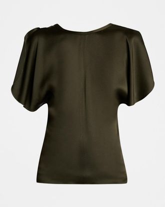 Victoria Beckham Draped Split-Sleeve Satin Blouse