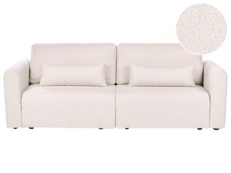 Beliani Divano Letto Boucle A 3 Posti Moderno Per Tre Persone Pieghevole Beige Vaxholm