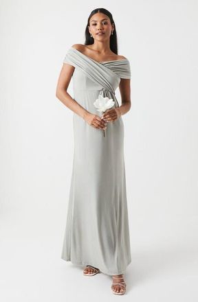 Coast Bardot Ruched Jersey Bridesmaid Dress in Sage at Nordstrom, Size 12