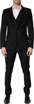 Dolce & Gabbana Black Wool Single Breasted 3 Piece Men Mens Suit (Pre-Owned)