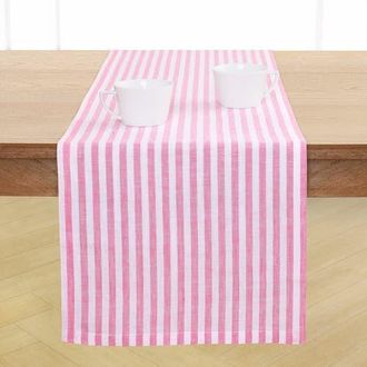 Solino Home Linen Table Runner for Dining Table, Holiday and Everyday Table Decor - Amalfi Stripe in Pink And White at Nordstrom, Size Xx-Small