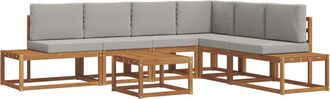 vidaXL 7 Uds. Conjunto De Sof&aacute;s De Exterior Gris Natural Y Claro Vidaxl