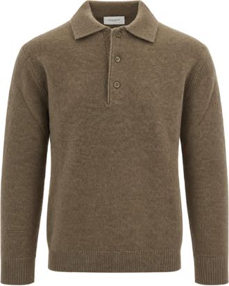 Paolo Pecora Dove Grey Long-Sleeve Knit Polo Shirt