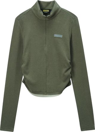 Mini Cream Trui met hoge hals en ruches - Groen