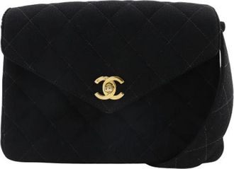 Chanel Pre-owned Cotton chanel-bags - Dames - Vintage Schoudertas - Zwart - ONE Size - Katoen - Vintage