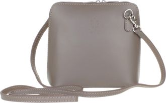 Girly HandBags Genuine Leather Rigid Cross Body Shoulder Bag Real Italian - Taupe