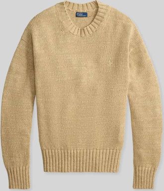 Polo Ralph Lauren Regular Fit Strickpullover aus reiner Baumwolle in Camel Melange, Gr&ouml;&szlig;e XXL