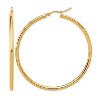 Diamond2Deal 14k Yellow Gold 2.5x55mm Round Hoop Earrings