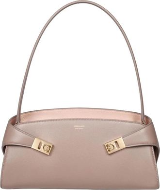 Ferragamo Hug Soft East-West Schoudertas - Dames - Schoudertassen - Beige - ONE Size - Leer - Tassen