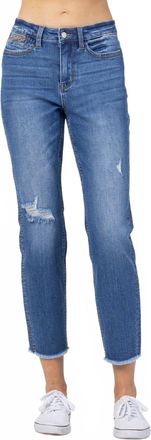 Judy Blue Howdy High Waist Boyfriend Jean With Seam Stitch In Medium Blue Wash