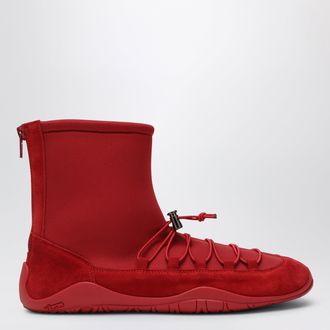 Dear Frances Stivaletti Scuba Bootie rossi in suede e neoprene