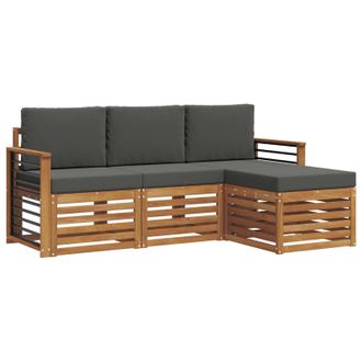 vidaXL Conjunto De Sof&aacute;s De Exterior 4 Pcs Natural Y Antracita Vidaxl