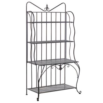 Beliani Estanter&iacute;a Para Plantas Jard&iacute;n Negro Metal Interior Exterior Retro 4 Baldas Independiente Almacenamiento Para Jard&iacute;n Pavona