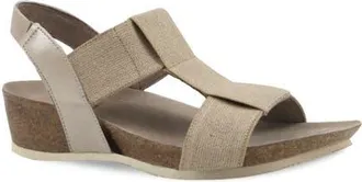 Munro Georgette T-Strap Wedge Sandal - Multiple Widths Available in Taupe Combo at Nordstrom, Size 5.5