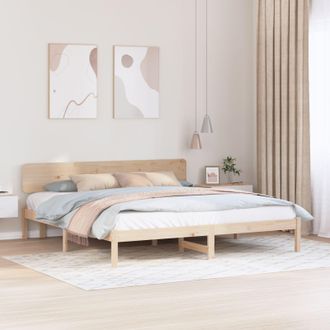 Berkfield Home Bed Frame with Headboard 180x200 cm Solid Pine Wood in Beige