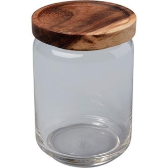 Be Home Glass Container with Acacia Lid in Clear at Nordstrom