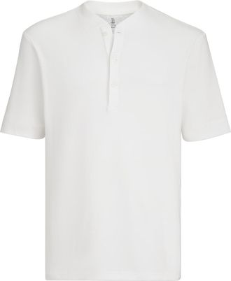 Brunello Cucinelli Henley collar T-shirt in White at Nordstrom, Size Xxx-Large Eu