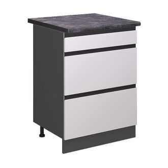 Vicco Mueble Bajo De Cocina R-line, Blanco, 60 Cm Con Cajones, Et Antracita