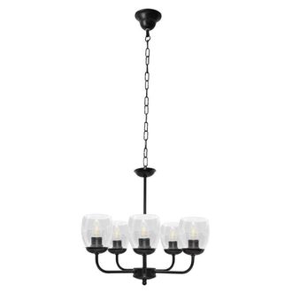 Netlighting Vitoria Multi Arm Pendant Ceiling Light Black Transparent 50cm