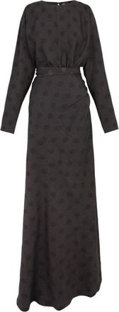 Cortana Polka Dot Jacquard Lange Jurk - Dames - Maxi kleedjes - Zwart - S - Kleedjes