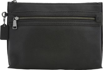 Coach Mens Black Pebbled Leather Academy Pouch