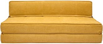 Miliboo Sill&oacute;n Cama De 2 Plazas De Tejido Efecto Aterciopelado Amarillo Mostaza Katy