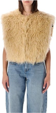 Isabel Marant Jassen, Dames, Geel, 2Xs, Florana Faux-Fur Vest