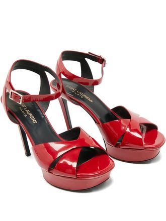 Saint Laurent platform ankle-strap sandals - Red