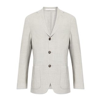 Eleventy Blazers, male, Gray, Size: 3XL Wool Blazer with Open Lapels