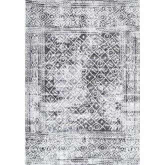 Jonathan Y Designs Iften Moroccan Geometric Distressed Area Rug in Ivory/black at Nordstrom, Size 5Ft 0In X 8Ft 0In