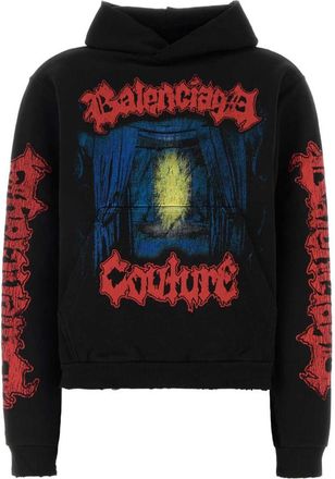 Balenciaga Black Graphic Logo Hoodie