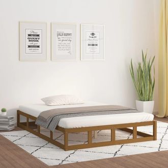 vidaXL Estructura De Cama De Madera Maciza Marr&oacute;n Miel 200x200 Cm Vidaxl
