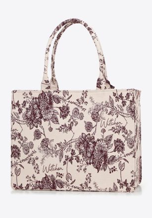 Wittchen Dames jacquard shopper met bordeauxrood en beige patroon