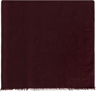 Ferragamo Sciarpa in cashmere con logo ricamato - - Accessories - Uomo - Rosso - ONE SIZE