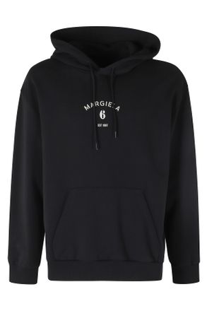 Maison Margiela Black Front-Printed Hooded Cotton Sweatshirt