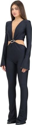 Amen Zwarte Elegante Aansluitende Jumpsuit met Juweeldetail - Dames - Jumpsuits - Zwart - S - Jumpsuits & Playsuits