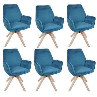 Hhg [nunca Usado] Juego De 6 Sillas De Comedor Hhg-384, Sillas De Mesa De Comedor Y De Cocina Con Reposabrazos, Giratorias, De Madera Y Terciopelo De 320 