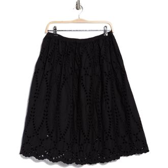 Frank & Eileen Gracie Cotton Eyelet Midi Skirt in Black Eyelet at Nordstrom Rack, Size X-Large