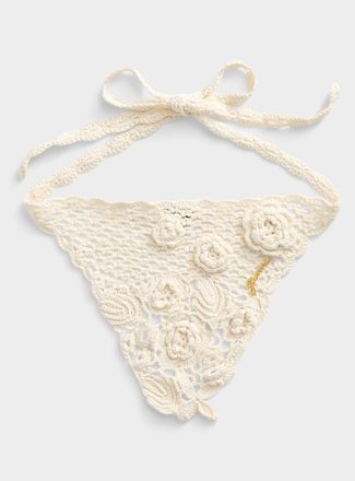 Ganni Womens 3D-flower crochet headscarf