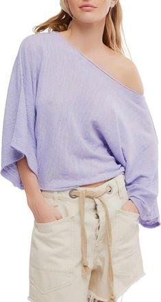 Free People Amber Breeze Linen Blend Sweater in Violet Tune at Nordstrom, Size X-Large